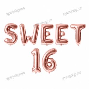 Sweet 16 Rose Gold 16" Foil Balloon Banner