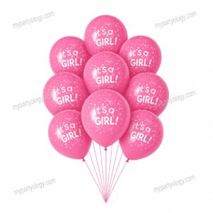 It's A Girl Pink Print 12'' Latex Balloons (Pack of 10)