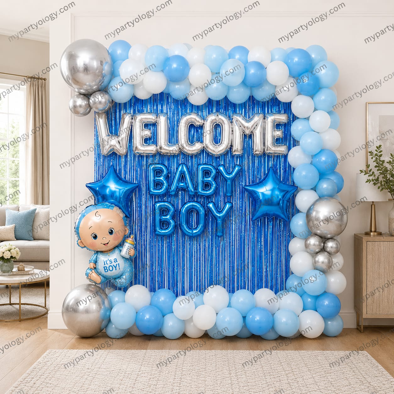 Welcome Baby Boy Balloon Arch Decoration