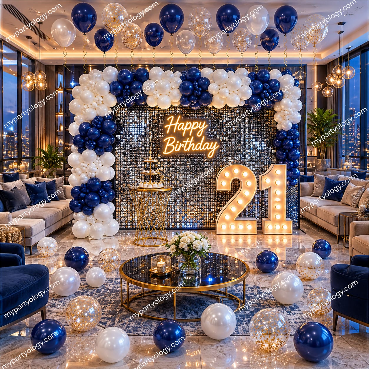 Exclusive 21st Happy Birthday Balloon Decoration