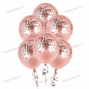 Happy Birthday Rose Gold Latex Balloon Set (Pack of 6)