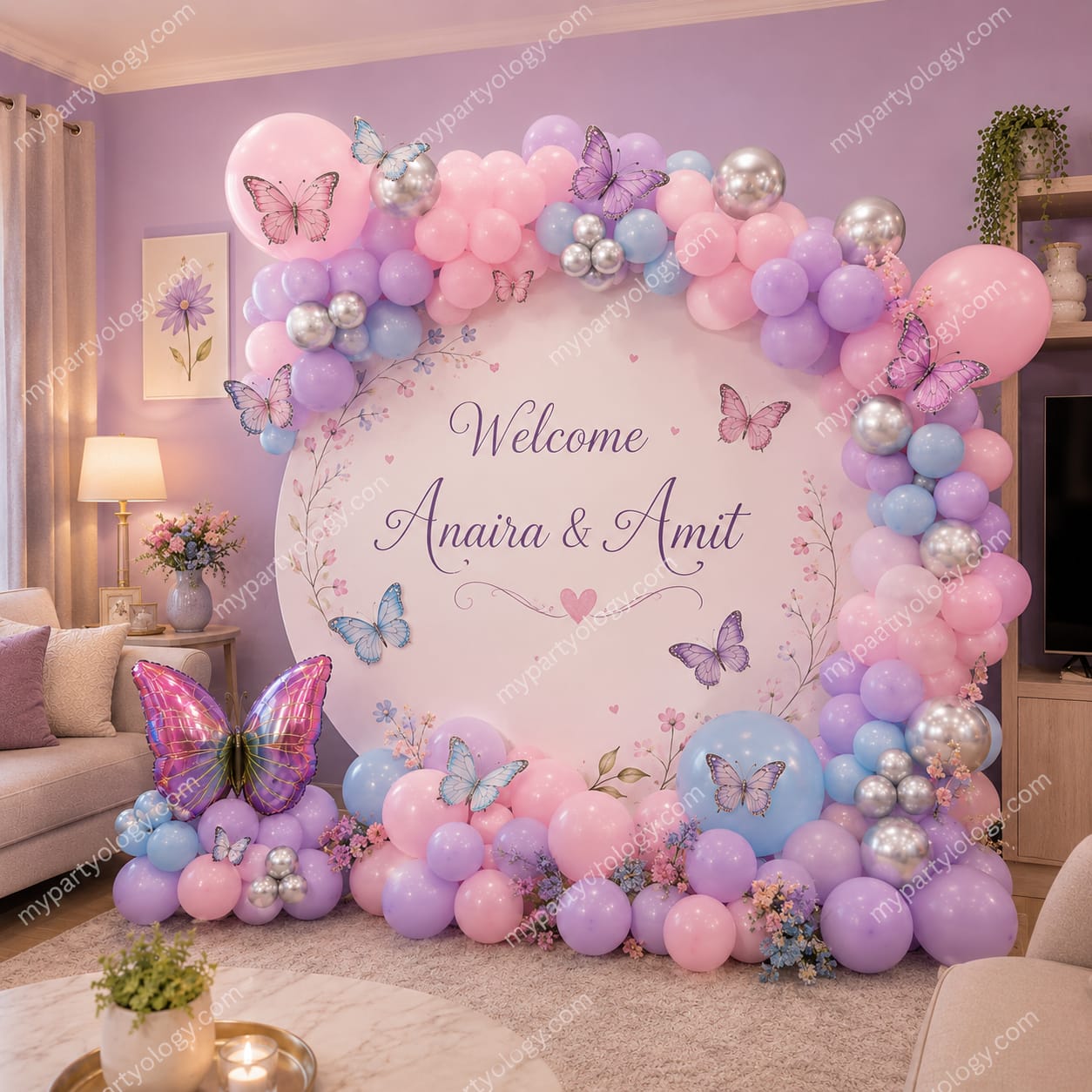 Welcome Purple & Pink Ring Balloon Decoration