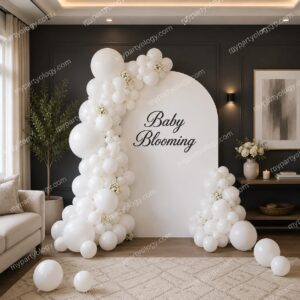 Baby Blooming White Elegant Ring Balloon Decoration