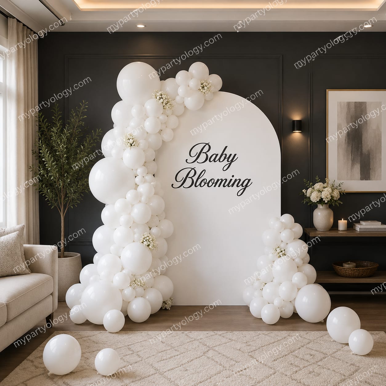 Baby Blooming White Elegant Ring Balloon Decoration