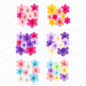 Assorted Coloured Paper Flower Fan Set (Pack of 9)