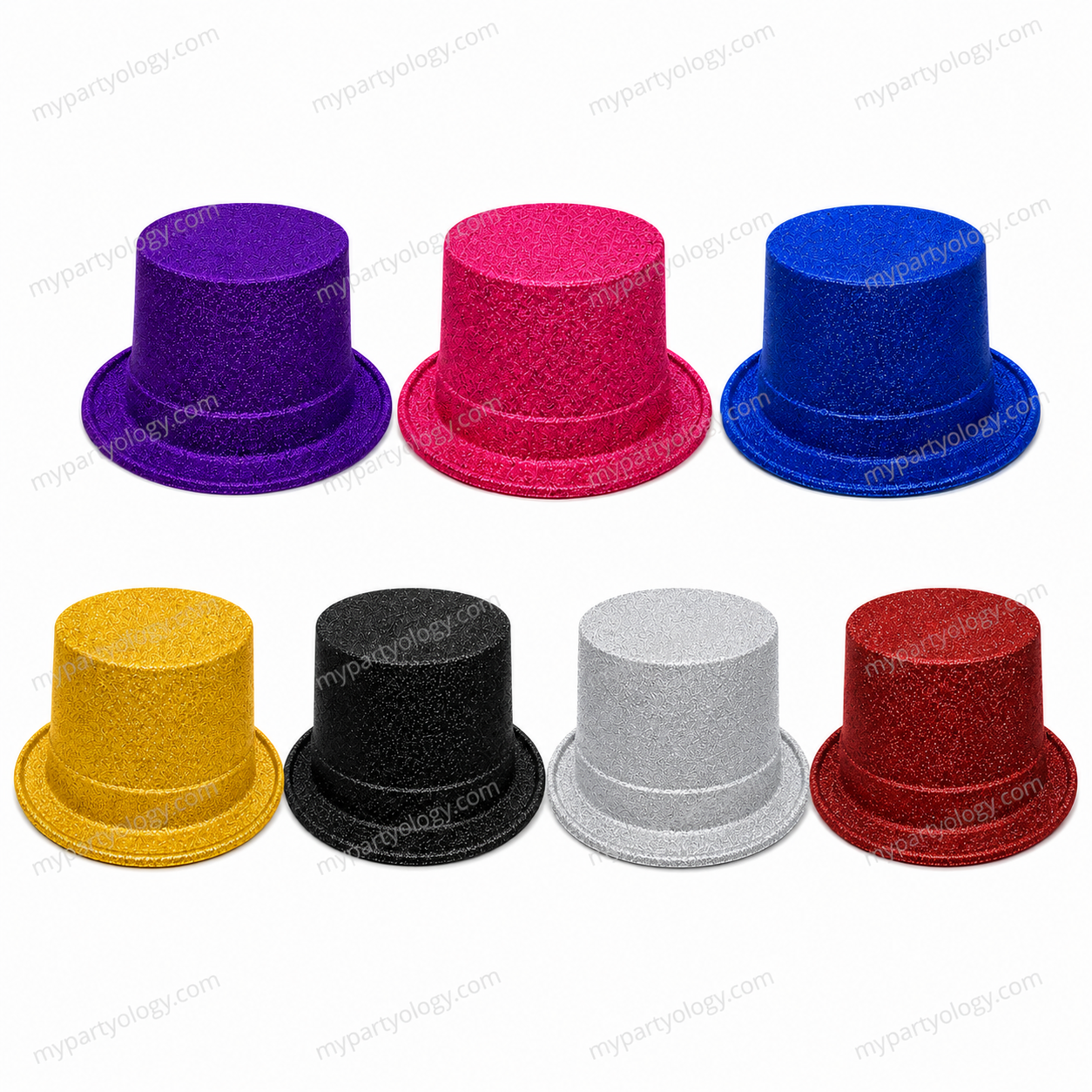 Assorted Coloured Glitter Top Hats (Pack of 1)