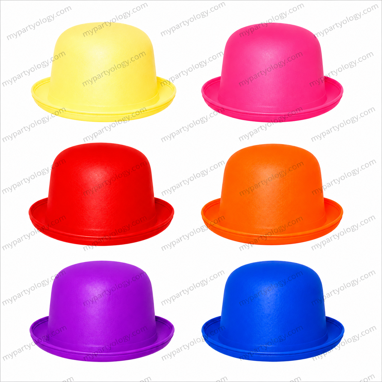 Assorted Coloured Neon Bowler Plastic Hats (Pack of 1)