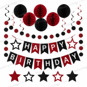 Party Decoration Set Black & Red (Pack of 20)