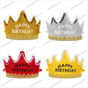 Assorted Coloured LED Happy Birthday Crowns (Pack of 1)