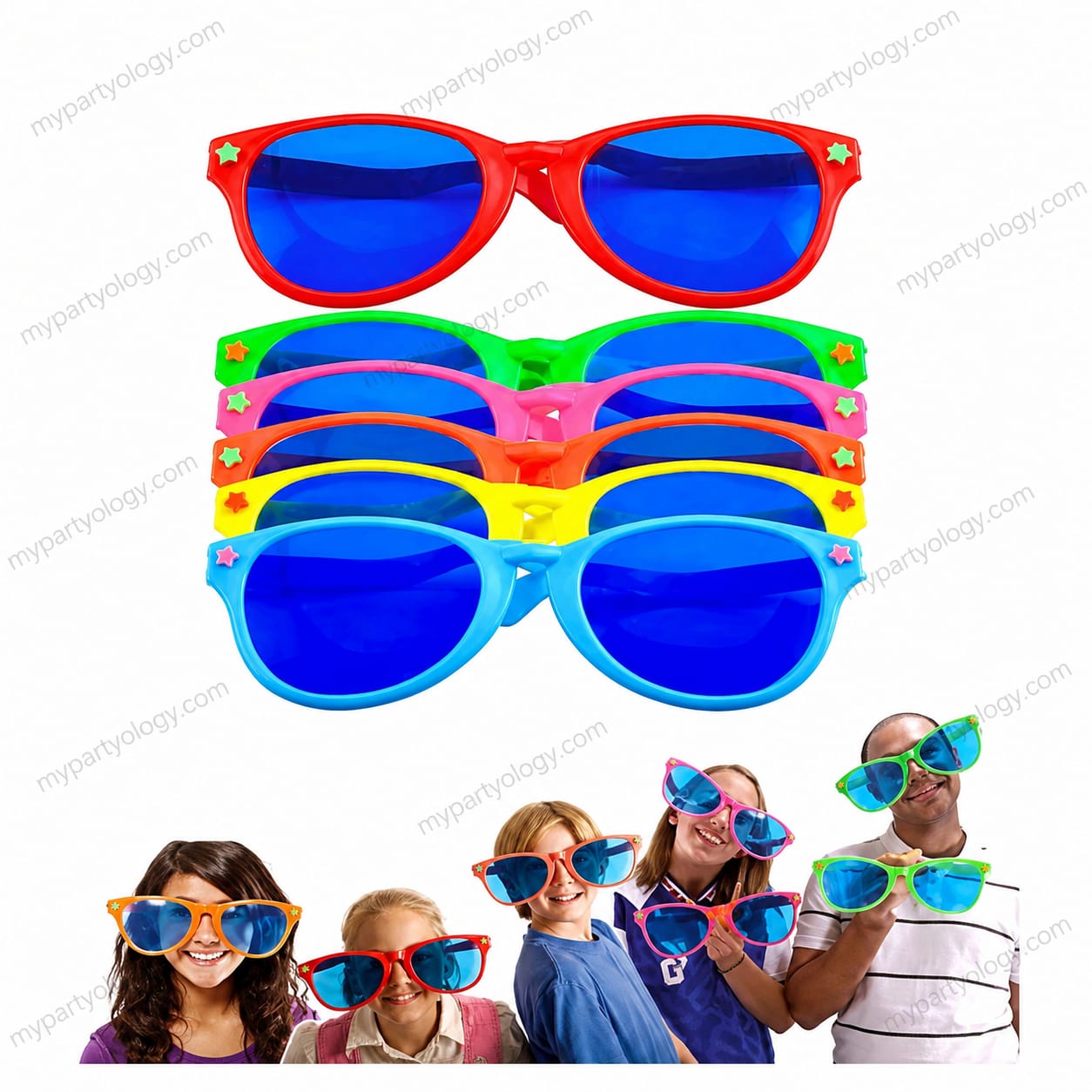 Assorted Coloured Jumbo Oval Plastic Fancy Goggles (Pack of 1) - Image 2