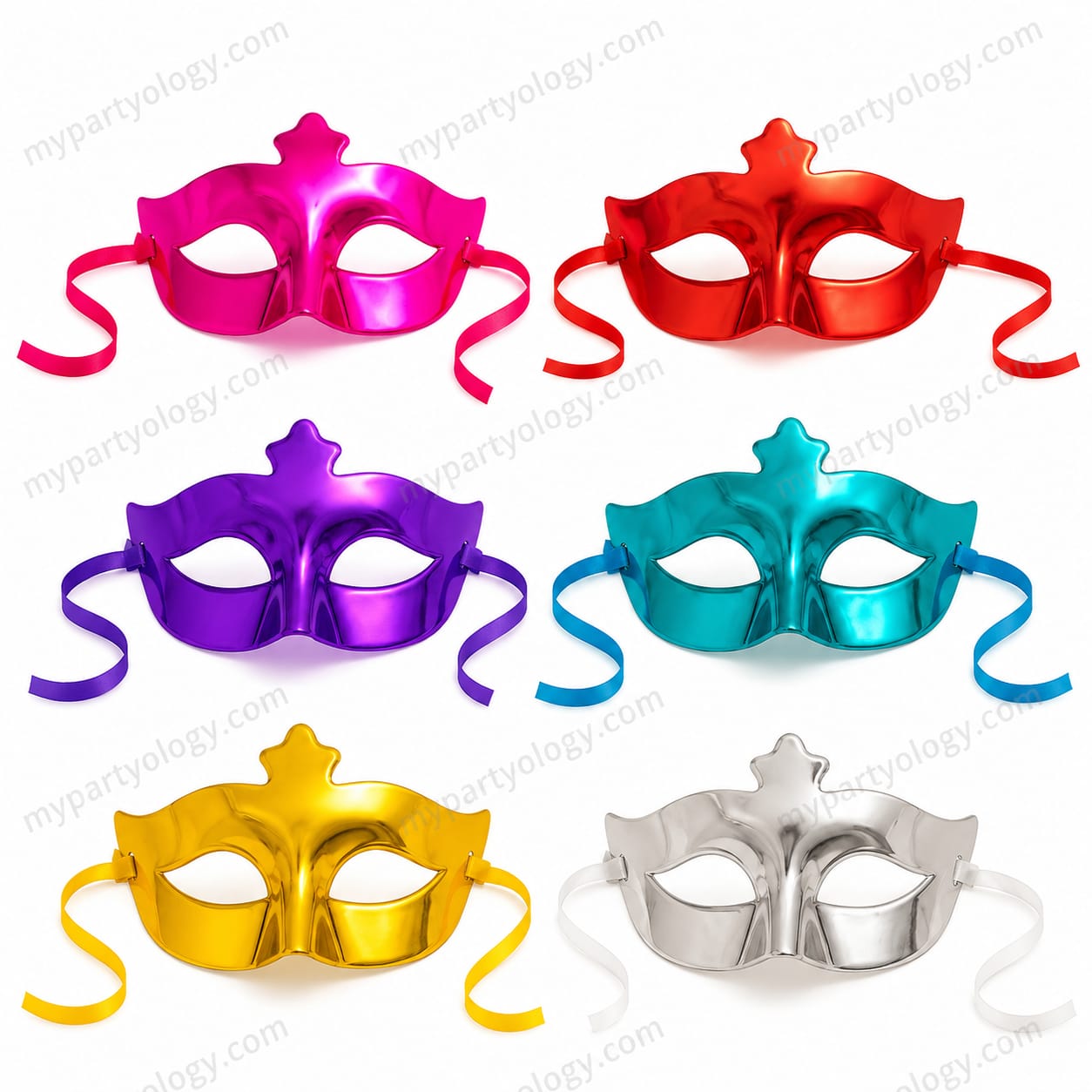 Assorted Coloured Shiny Masquerade Half Face Mask (Pack of 1)