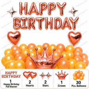 Happy Birthday Rose Gold Balloon Decor Kit (Pack of 36)