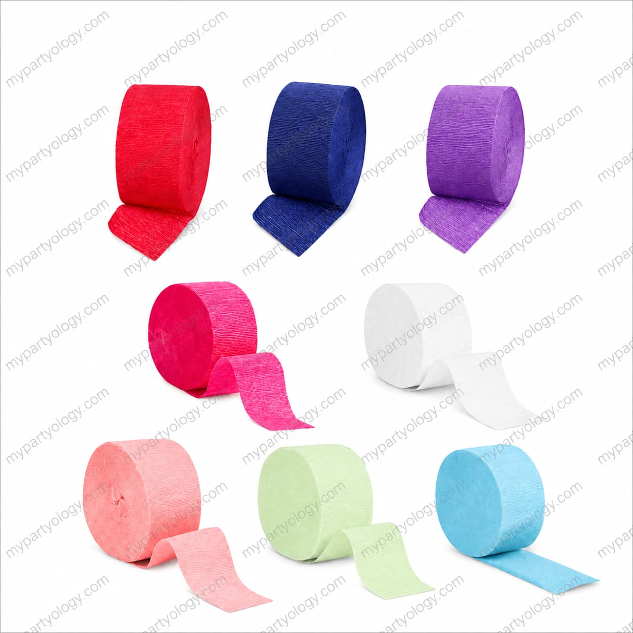 Assorted Coloured Crepe Paper Streamers (Pack of 6)