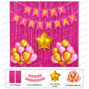 Happy Birthday Pink & Gold Decoration Value Pack (Pack of 24)