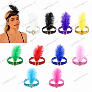 Assorted Coloured Feather Flapper Headband (Pack of 1)