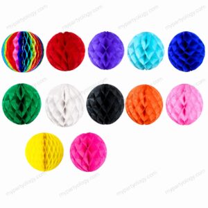 Assorted Coloured Tissue Honeycomb Ball 10" Hanging Decor (Pack of 1)