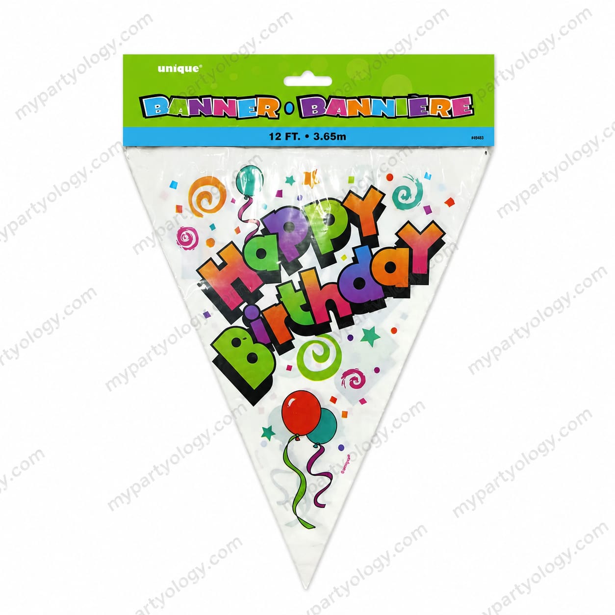 Happy Birthday Balloons 12ft Flag Banner - Image 3