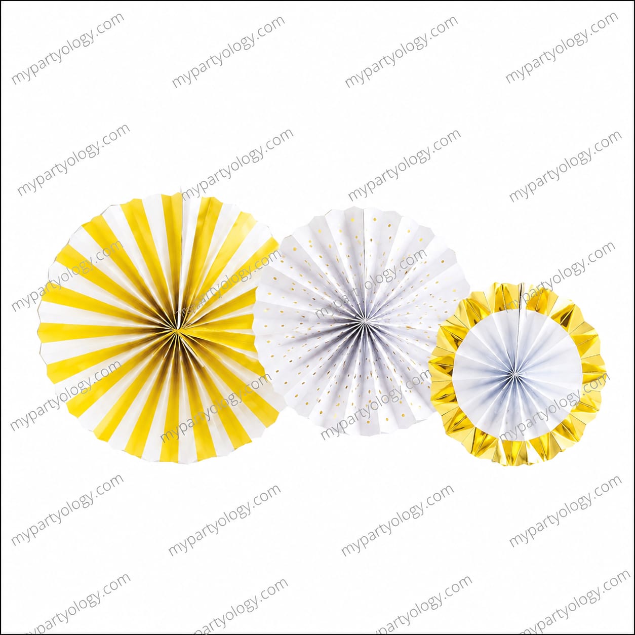 Gold & White Foil Paper Fan (Pack of 3)