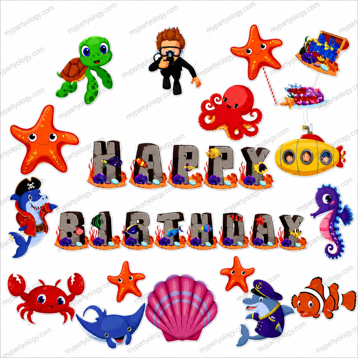 Happy Birthday Under the Sea Decoration Kit