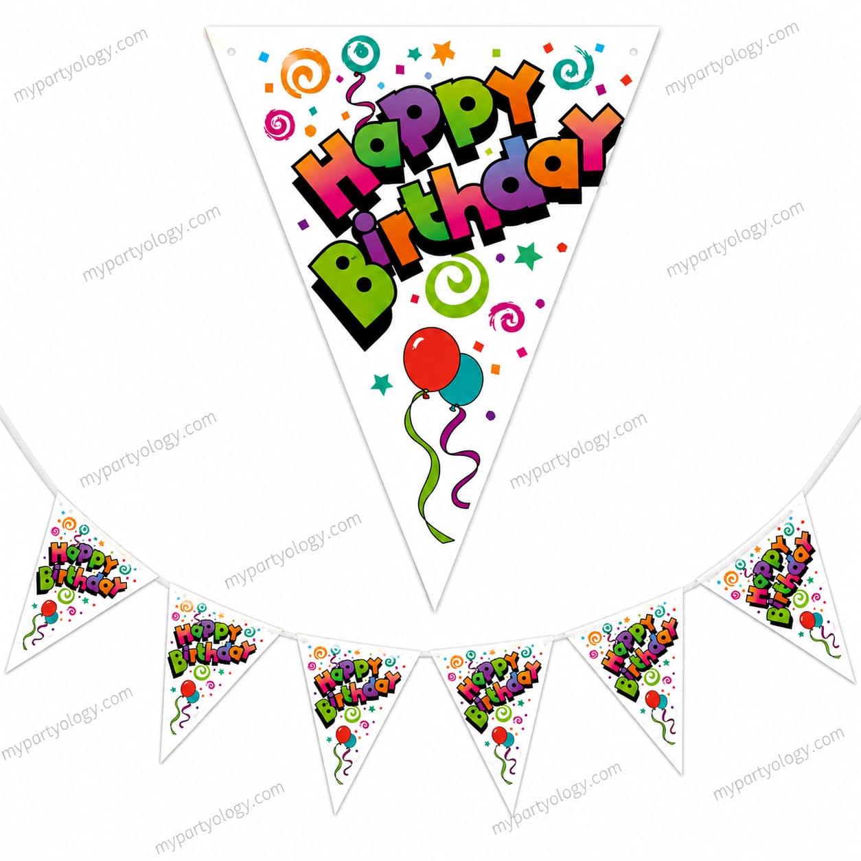 Happy Birthday Balloons 12ft Flag Banner