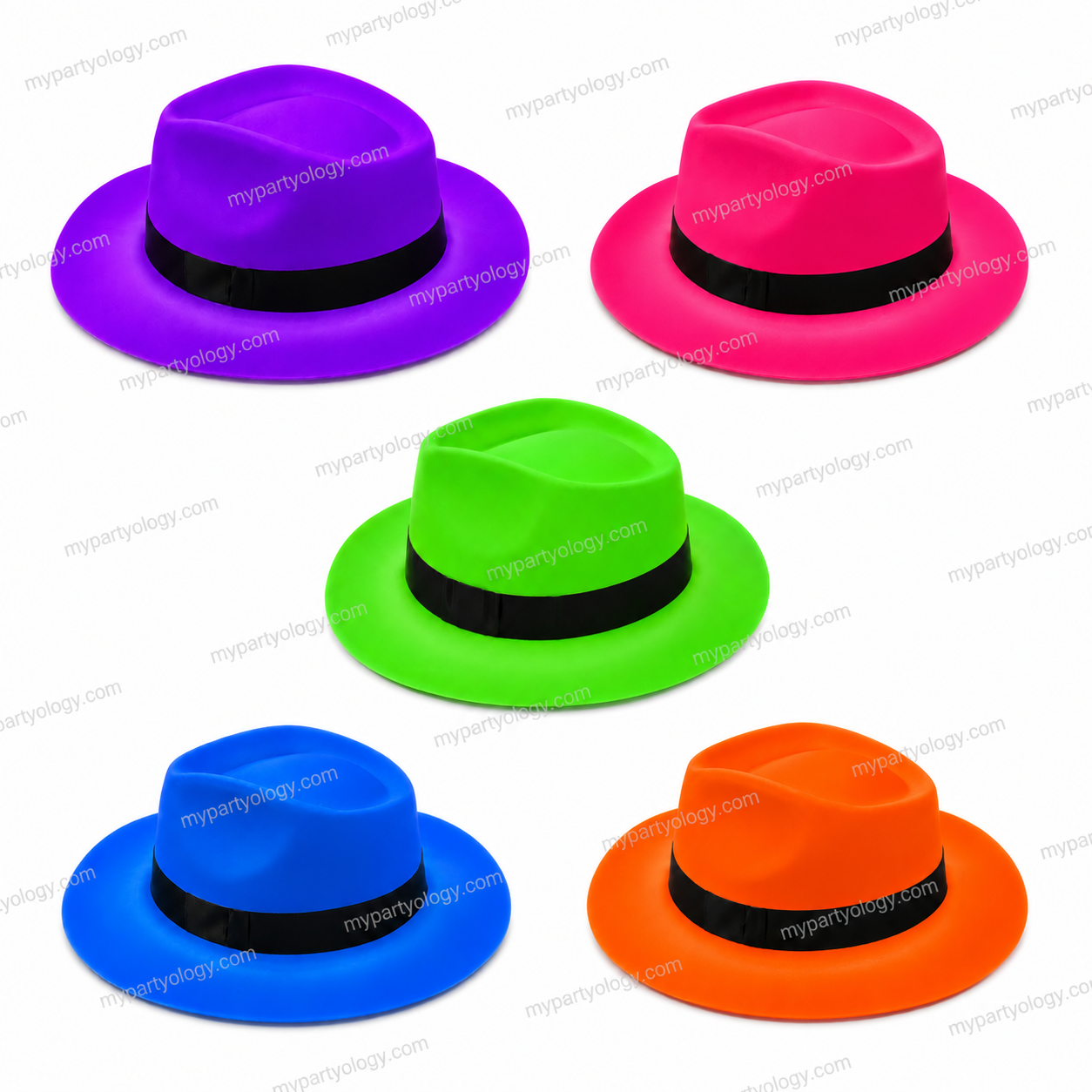 Assorted Coloured Glow in the Dark Fedora Hat (Pack of 1)