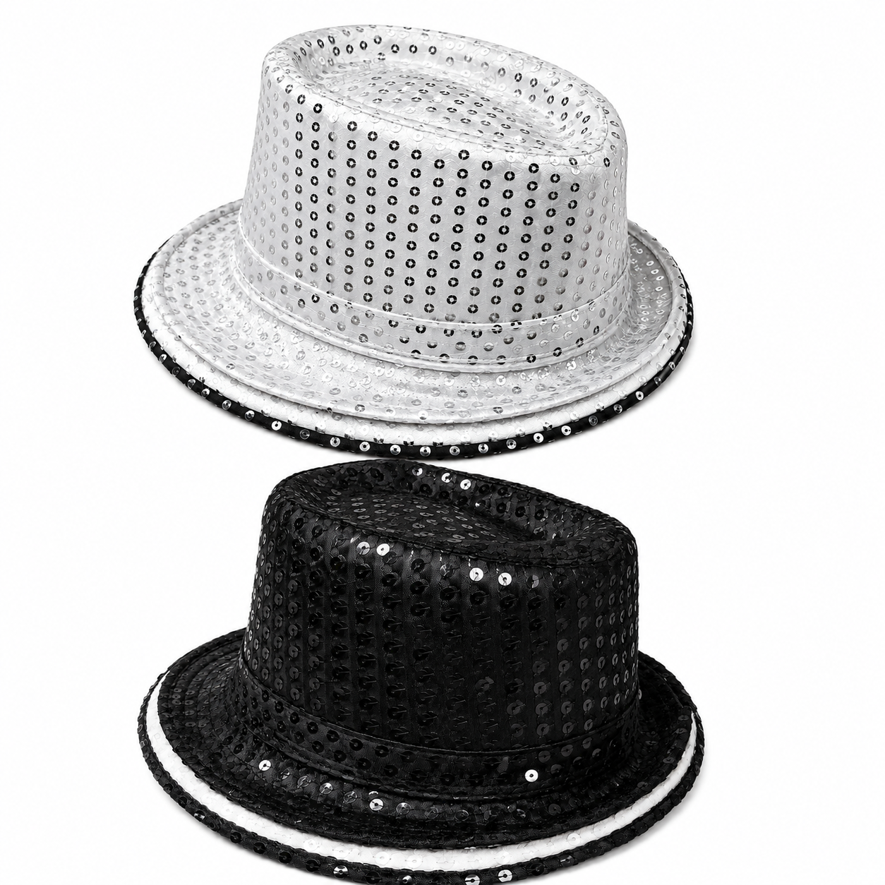Black & Silver Glitter Top Hat