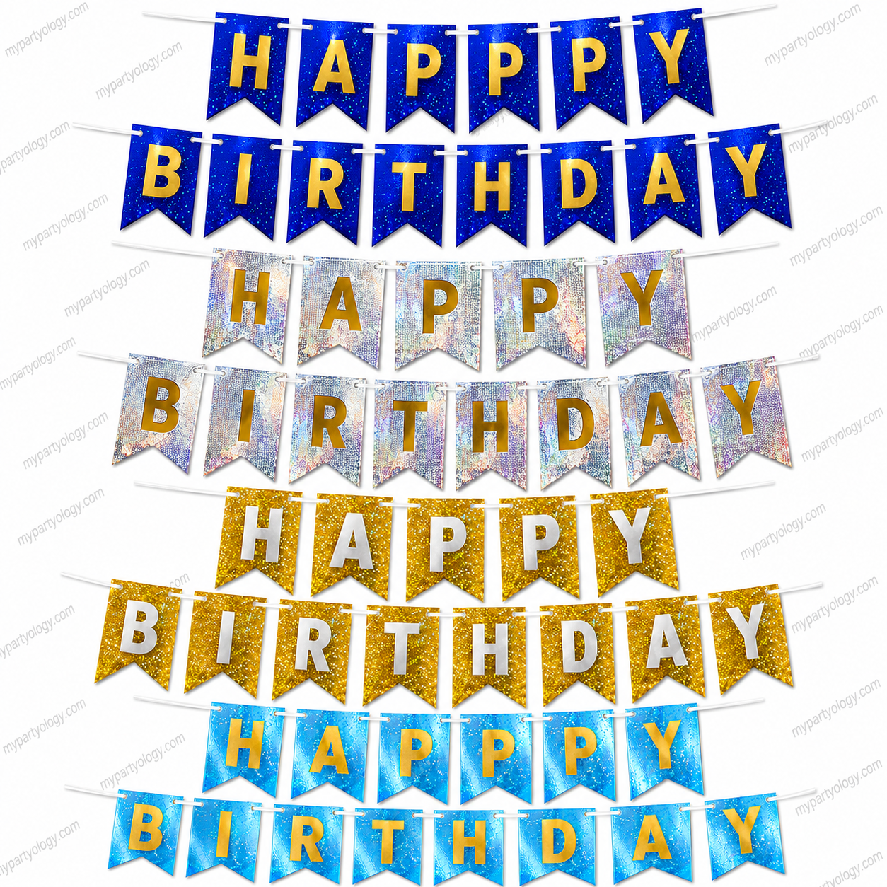 Assorted Coloured Happy Birthday Sparkle Pennant Banner