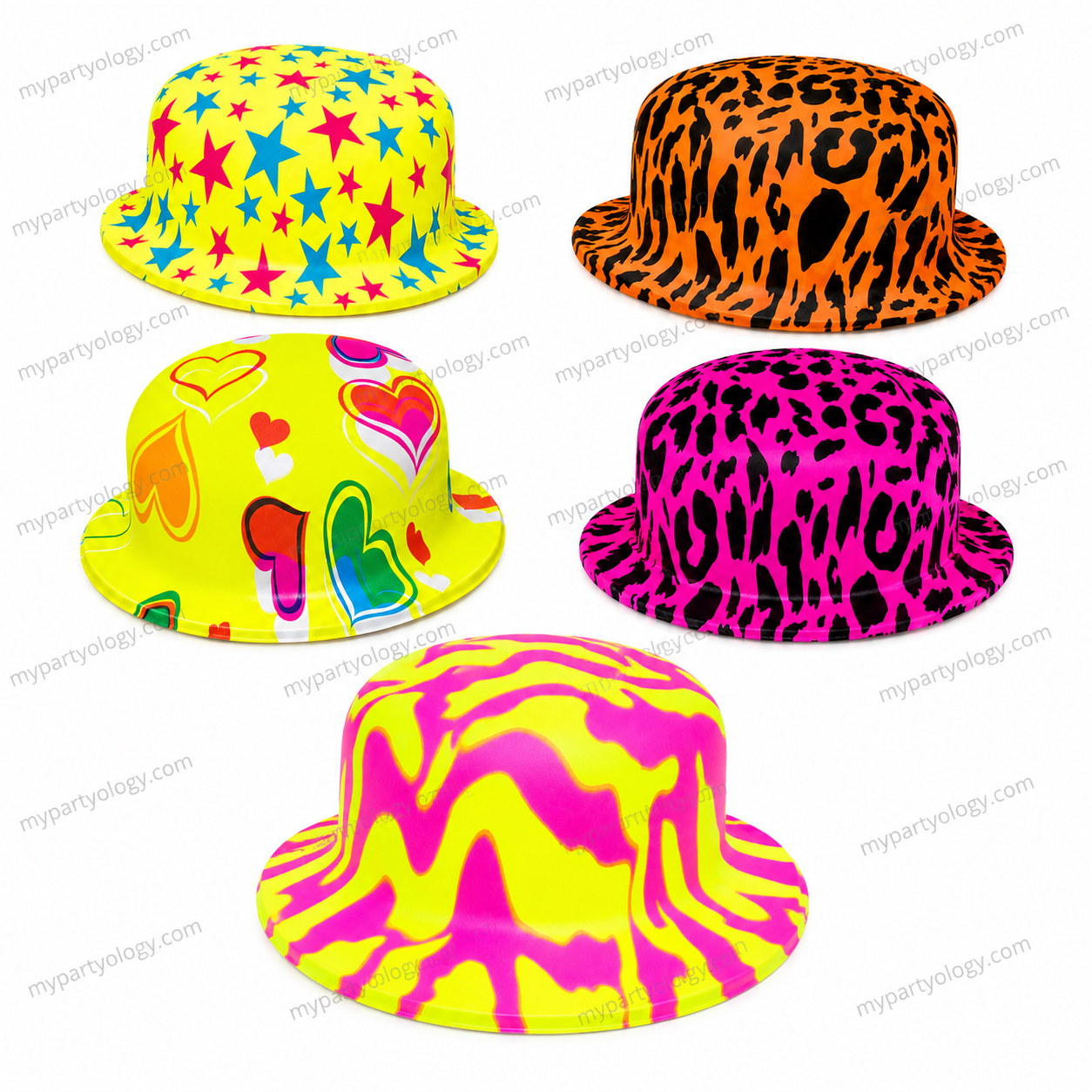 Assorted Bowler Neon Printed Hat ( Pack Of 1 )