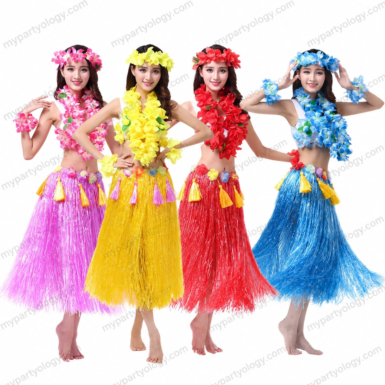 Assorted Coloured Hawaiian Hula 31" Skirts (Pack of 1) - Image 3