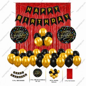 Happy Birthday Gold, Red & Black Decoration Value Pack (Pack of 35)