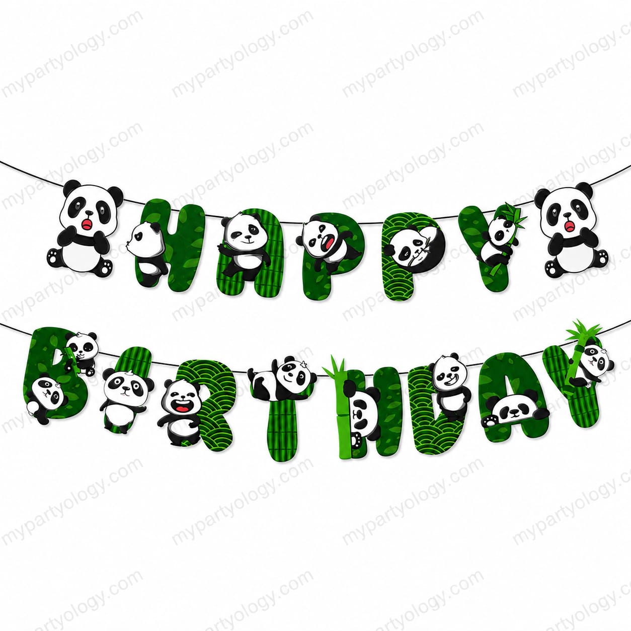 Happy Birthday Panda Paper Banner