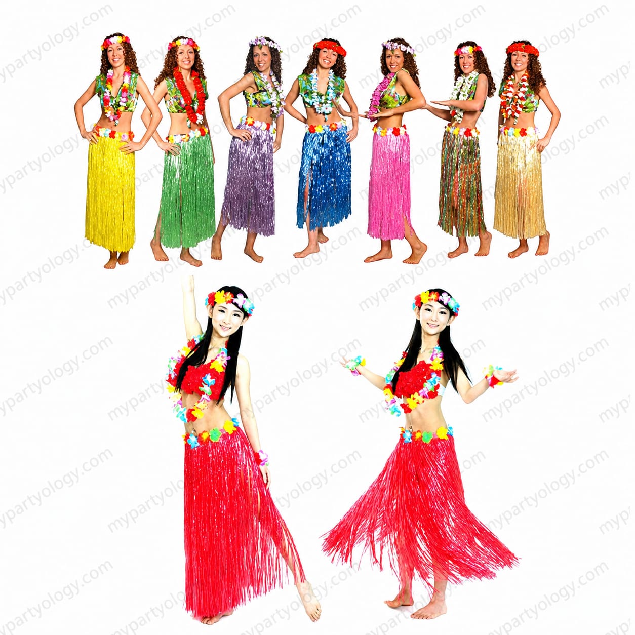 Assorted Coloured Hawaiian Hula 31" Skirts (Pack of 1) - Image 4