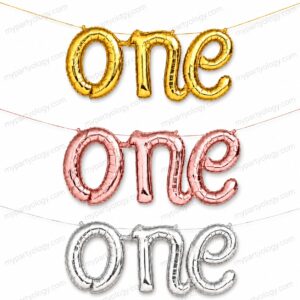 Assorted Coloured ONE Cursive Large Foil Balloon Banner