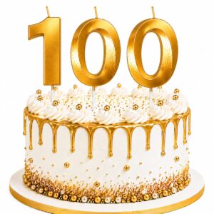 Gold 100th Birthday Metallic Candles