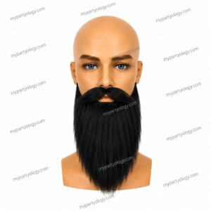 Black Long Beard & Mustache Set