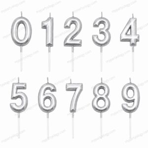 Silver Metallic Number Candles
