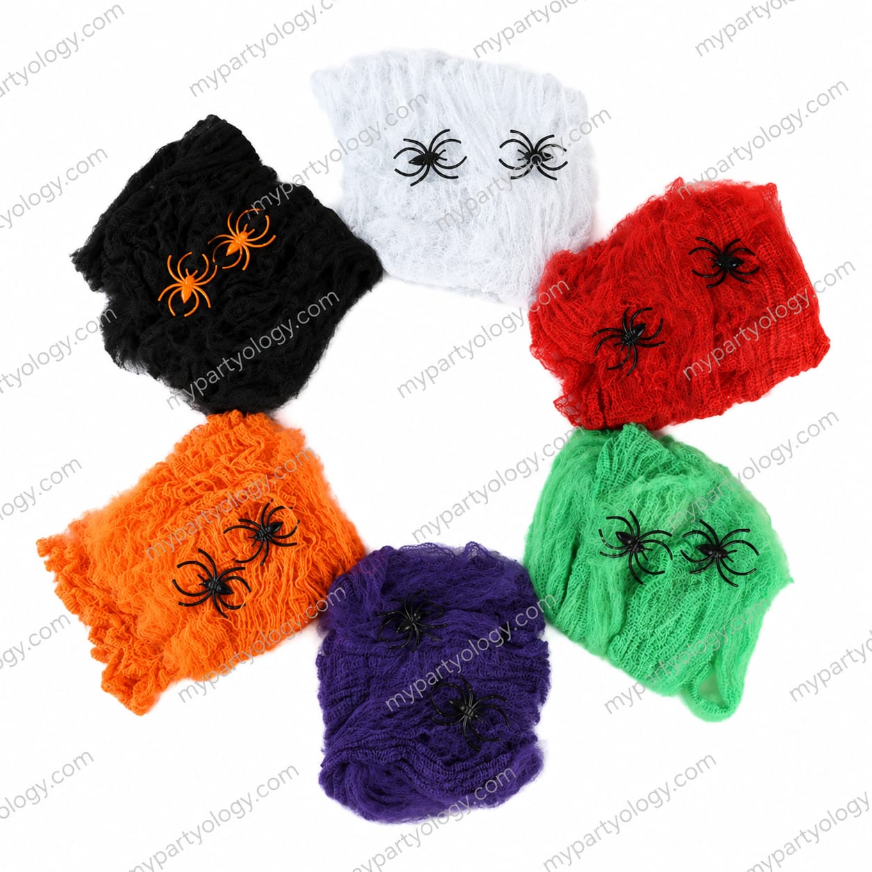 Assorted Coloured Stretchable Spider Webs (Pack of 1)