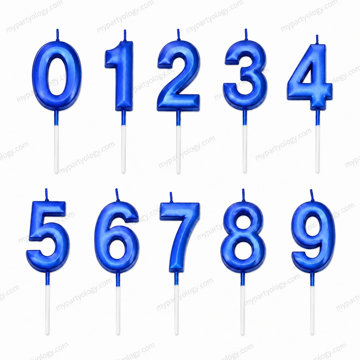 Blue Metallic Number Candles