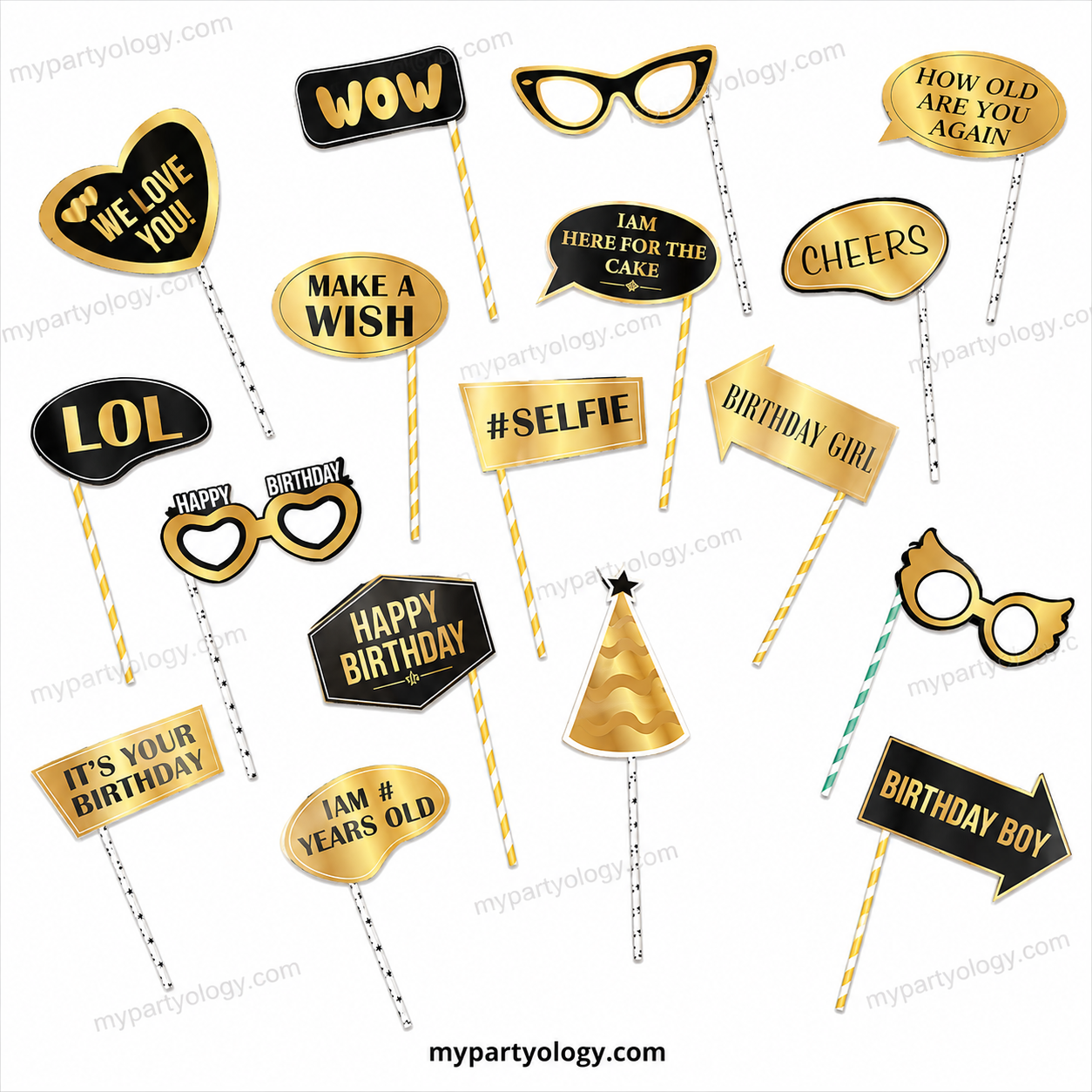 Happy Birthday Photo Booth Party Props