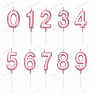 Pink Metallic Number Candles