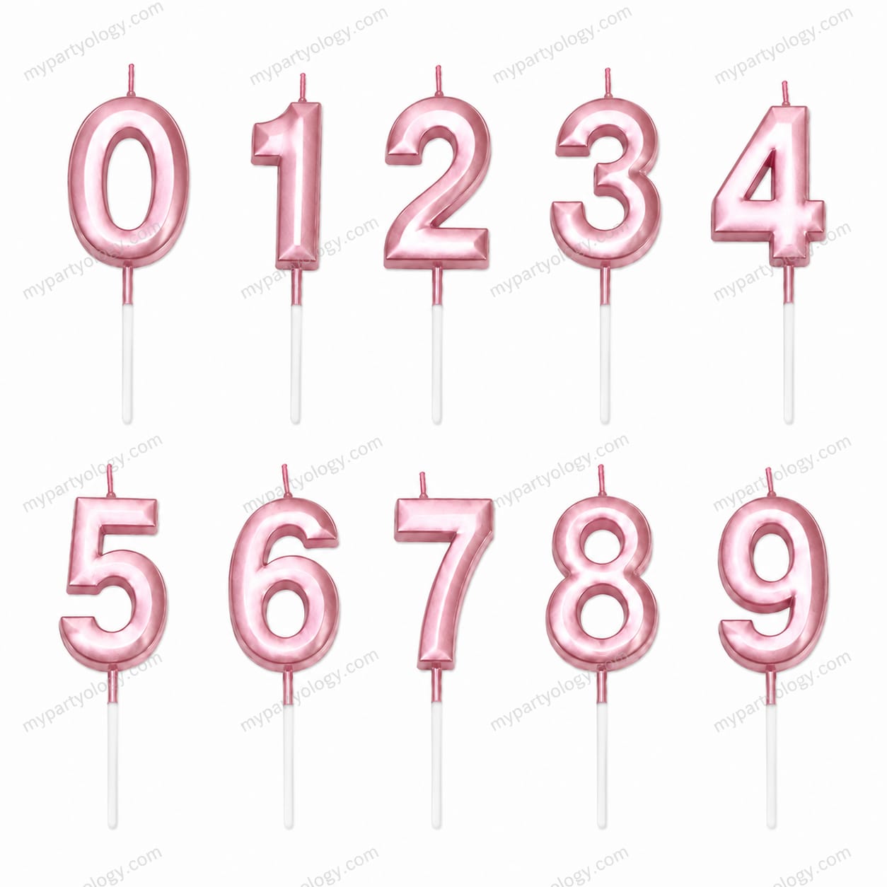 Pink Metallic Number Candles