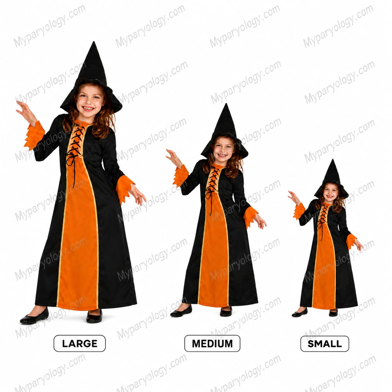 Witch Black & Orange Costume (Size- Large/Medium/Small)
