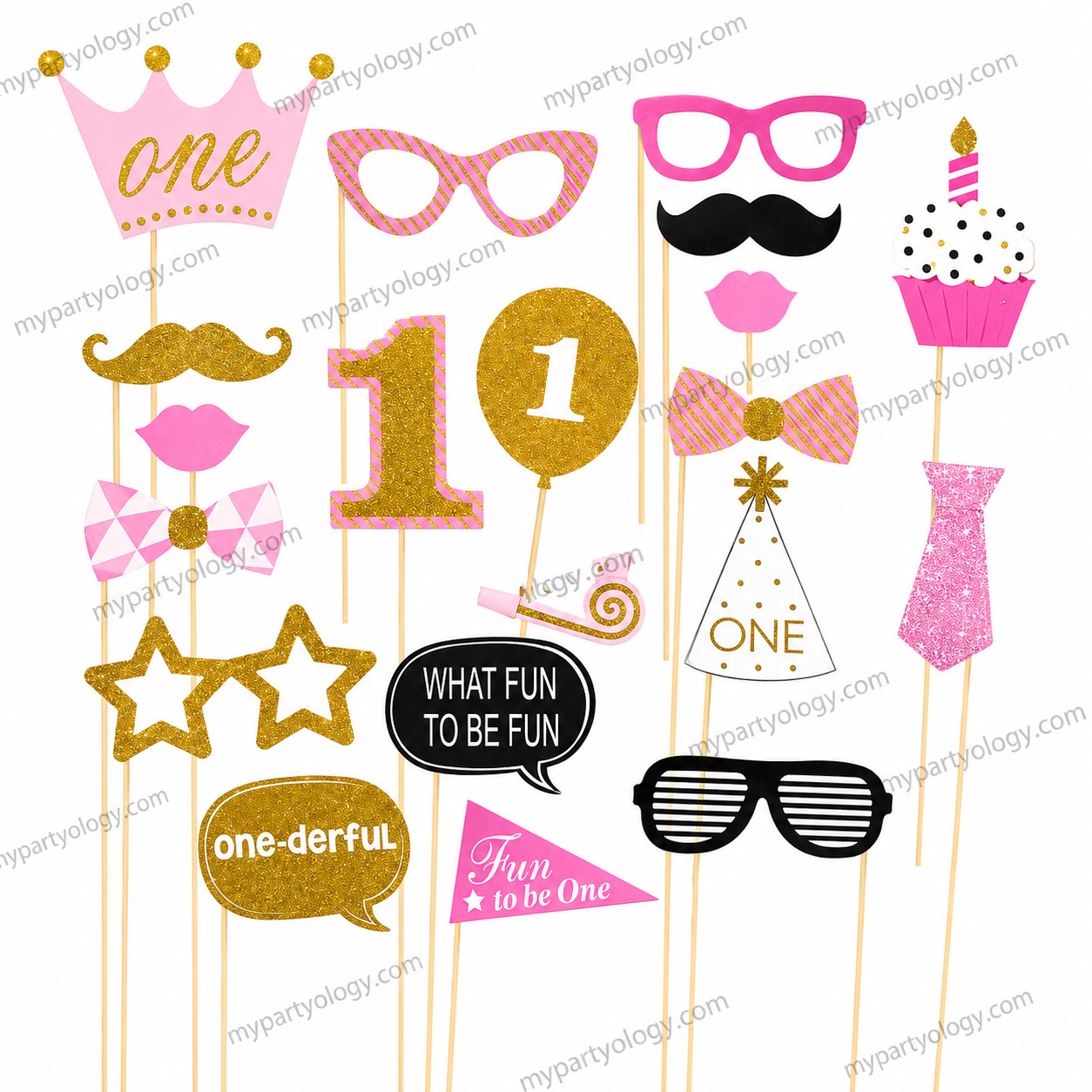 Pink & Gold 1st Birthday Theme Photoprops