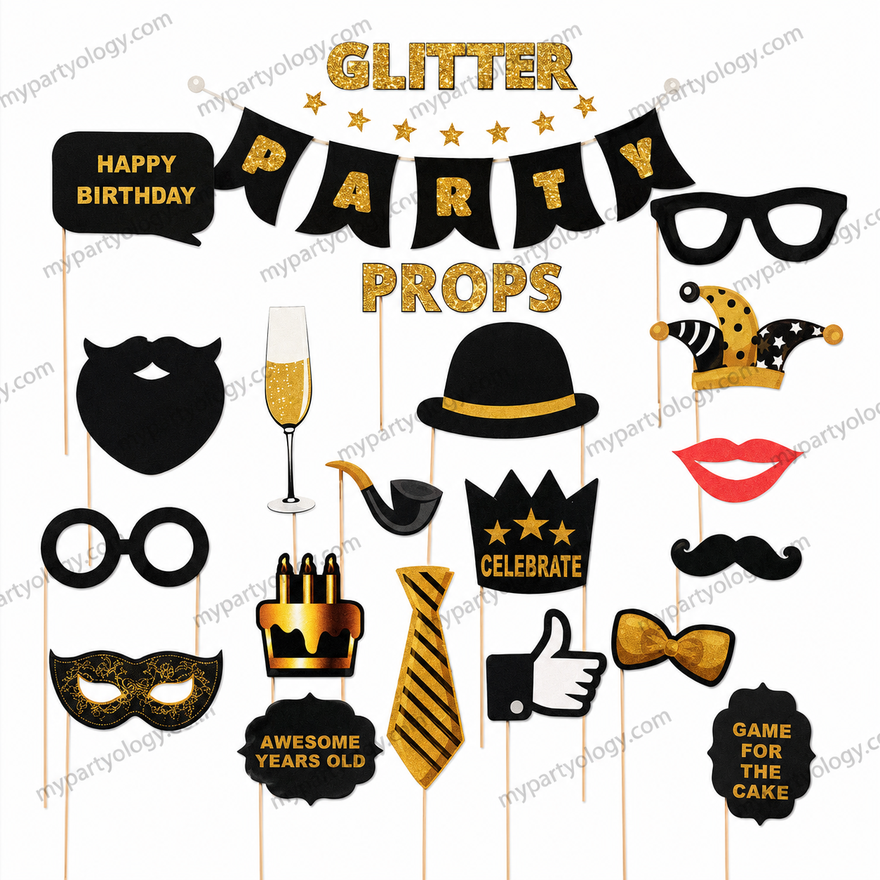 Happy Birthday Glitter Party Props