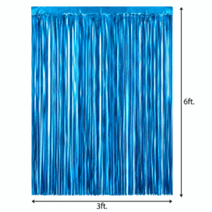 Matte Blue Fringe Foil Curtain