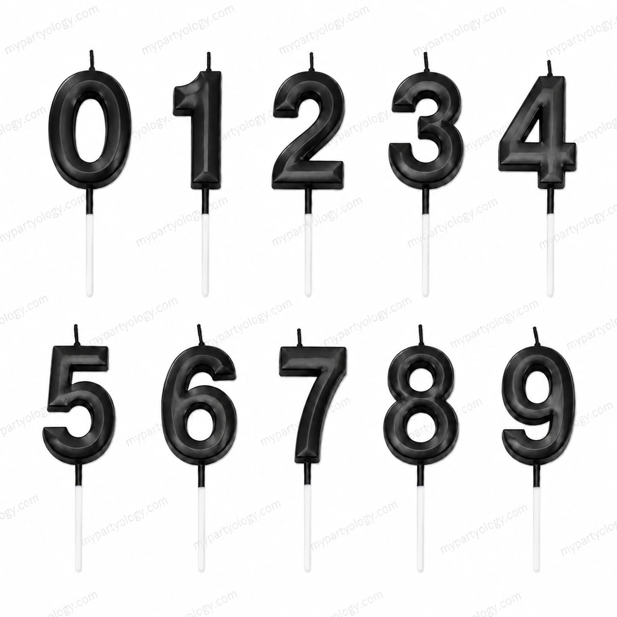 Black Metallic Number Candles
