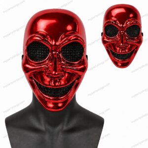 Red Metallic Smiling Face Mask