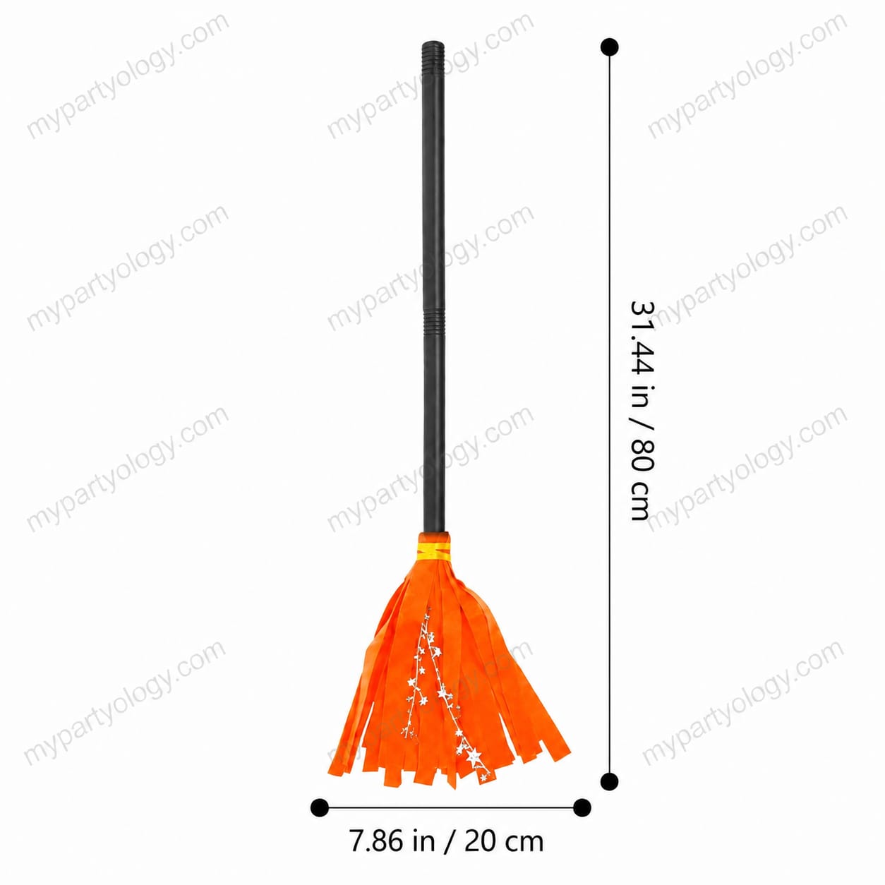 Detachable Orange Witch Cloth Sparkle Broom (Pack of 1) - Image 2