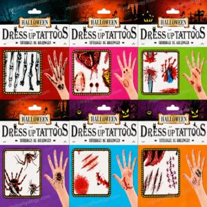 Assorted Designs Halloween Dress Up Tattoo's (Pack of 1)
