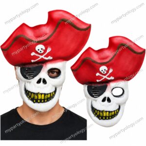 Scary Pirate Skeleton With Yellow Teeth Foam Face Mask